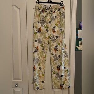Charlie Holiday linen blend Green and Orange Wide Leg Pants